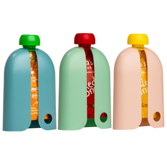 Kindertrekk™ The Swedish Squeeze Pouch Holder - 3pack | The Baby Product You Didn't Know You were Missing | Enjoy a Snack on The Go | No More Messy Clean-ups | Fits Most Squeeze Pouches | Age 9month+