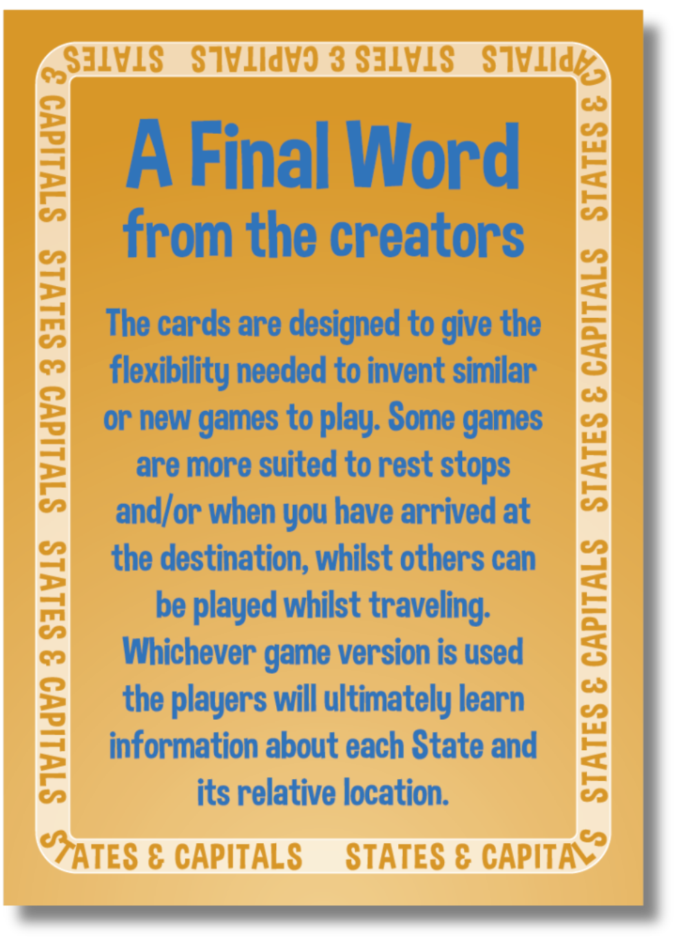 USA States & Capitals Cards - All 50 States and Capitals to Learn - Use as Flashcards or as a Game - Home Learning Tool - for Kids and Adults - Proudly Made in The USA - Ages 6+