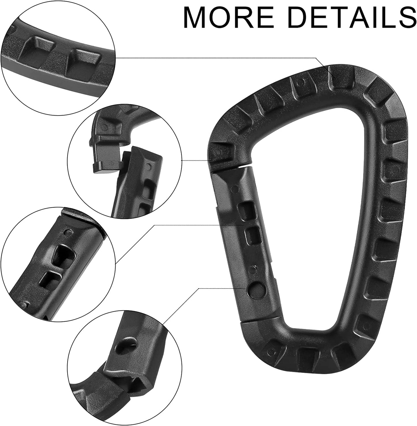 Tactical carabiner D ring - 4 pack